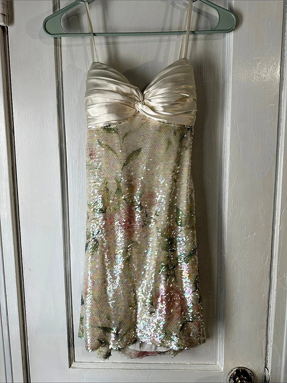 Seni & Cane Sequin Mini Dress in Cream & Pink Size XS NWT